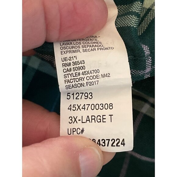 Izod Saltwater Relaxed Men's 3XLT Plaid Button Shirt Green & White - Picture 5 of 13